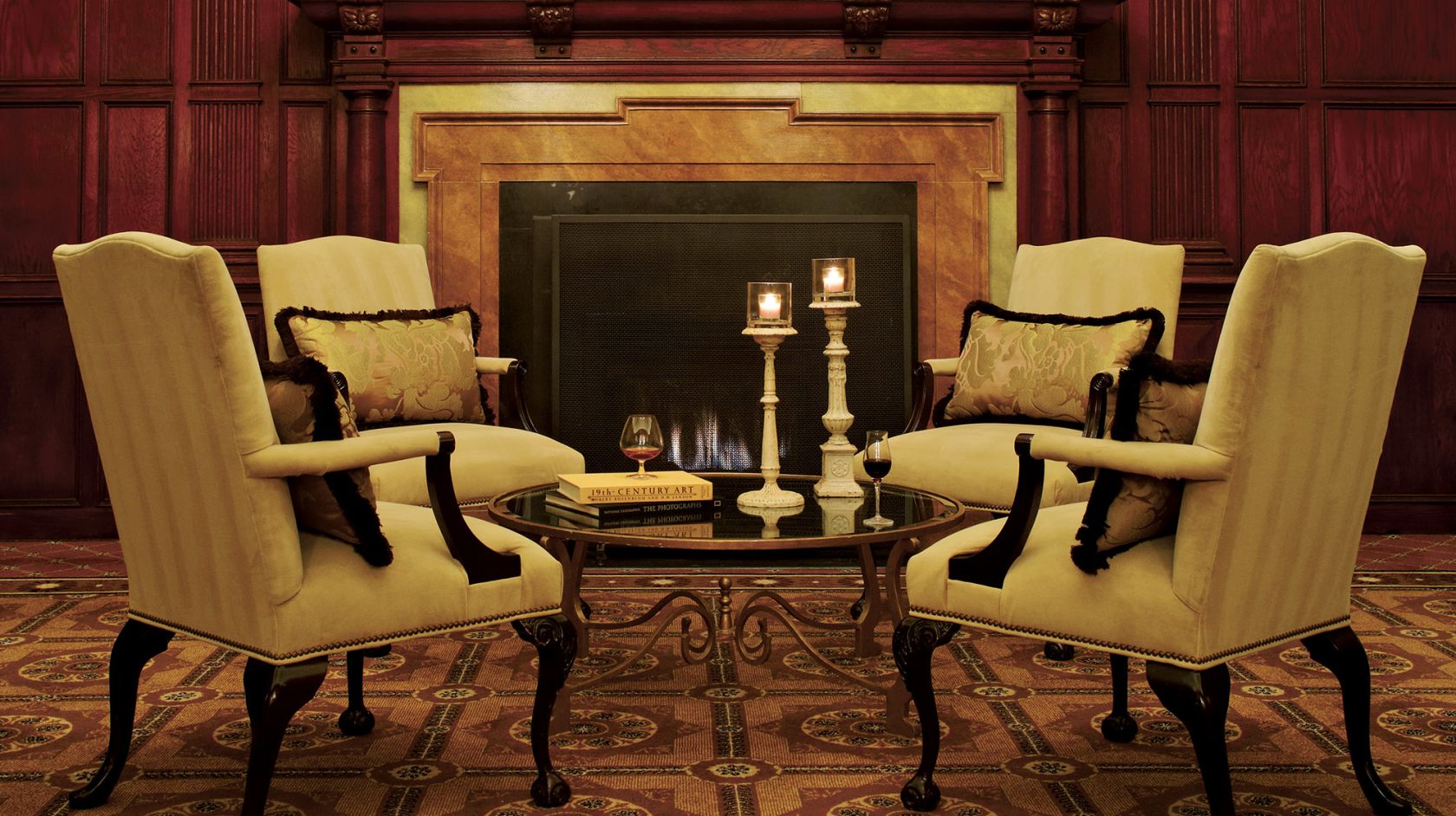 Hay-Adams room fireplace with chairs setting for 4